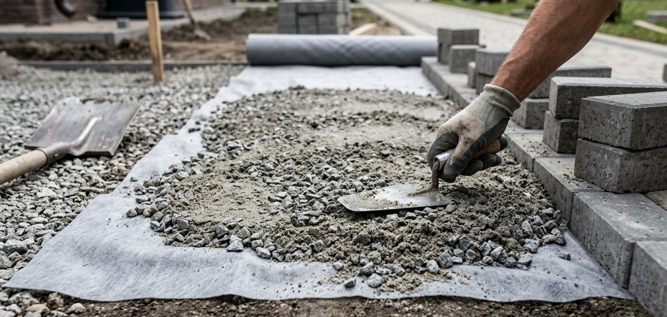 Подготовка основания под плитку — геотекстиль и ПГС