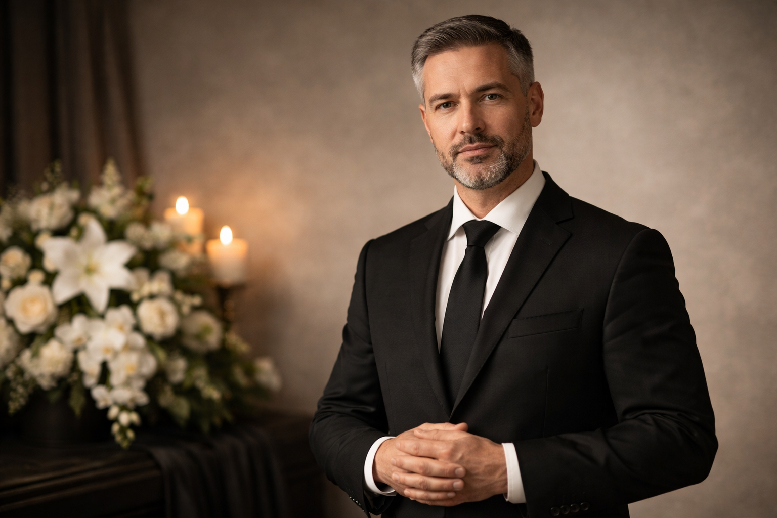 Услуги ритуального агента в Чусовом: аккуратно одетый мужчина специалист в деловом костюме